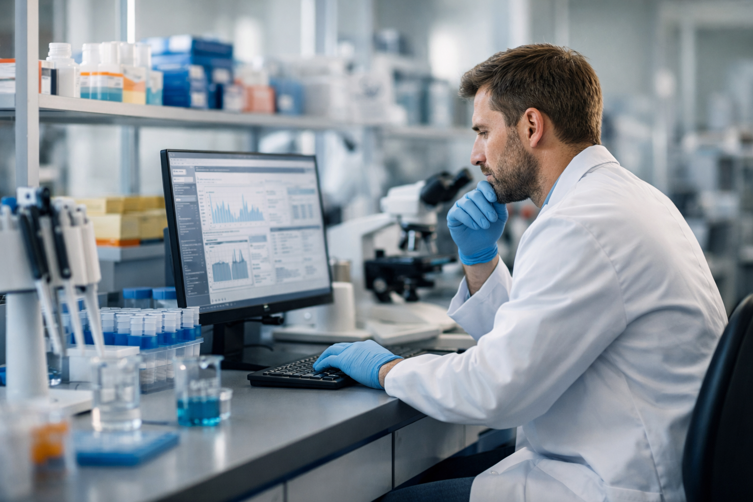Startup Scientist in Laboratory Workspace