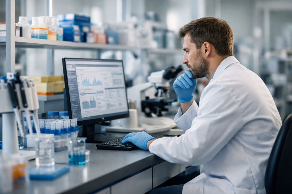 Startup Scientist in Laboratory Workspace