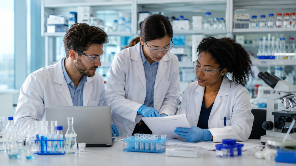 Scientists Managing Laboratory Supplies