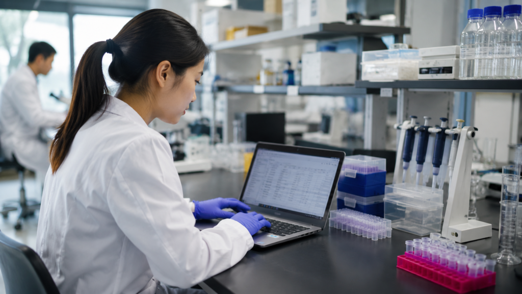 Scientist Managing Laboratory Supplies