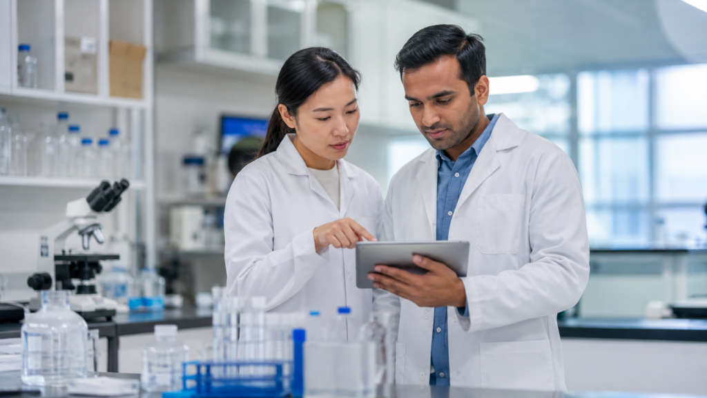 Startup Scientists Reviewing Lab Supplies